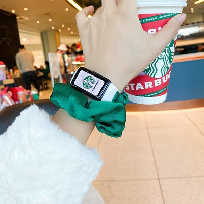 適用榮耀手環6錶帶 華為手環6/6Pro腕帶NFC版通用新款創意髮圈替換帶智能運動個性潮男女生時尚款星巴綠配件