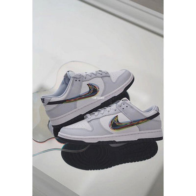 Nike Dunk Low 灰白 3D 彩繪立體勾 經典男女滑板鞋 DV6482-100公司級