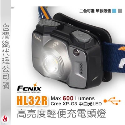 【EMS軍】FENIX HL32R 高亮度輕便充電頭燈-(公司貨)