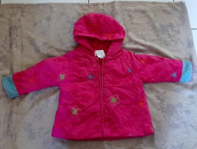 【紫晶小棧】KENZO KIDS 連帽刷毛外套 長袖 外套 (尺碼 18M) 雙面可穿 桃紅色 專櫃