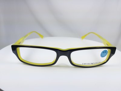『逢甲眼鏡』 EMPORIO ARMANI 光學鏡架 全新正品 黑色方框 檸檬黃鏡腳 撞色設計【EA9583 X2K】