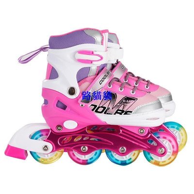 溜冰鞋直排輪男女兒童成人初學者旱冰輪滑鞋可調四輪全閃光全套裝路貓貓