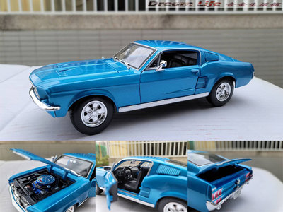 【Maisto 精品】1/18 1967 Ford Mustang GTA 福特 野馬 經典跑車~全新藍色,特惠價~