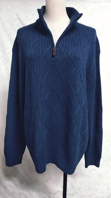 全新超厚男裝專櫃精品Tasso Elba 100% cashmere 喀什米爾 羊絨 深藍色 麻花織法 毛衣 ~B656