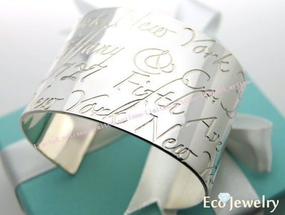 《Eco-jewelry》【Tiffany&amp;Co】經典款 Notes系列寬版開口手環 純銀925手環~專櫃真品已送洗