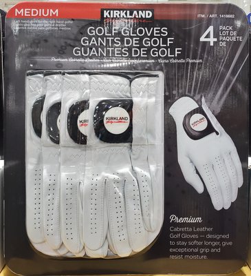 【小如的店】COSTCO好市多代購~KIRKLAND 高爾夫球手套-左手套(每組4入)全天然羊皮製成 1418682