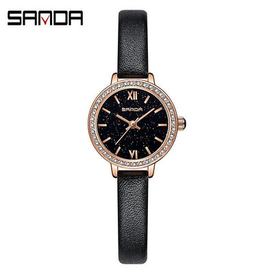 現貨女士手錶腕錶SANDA三達1095皮帶/鋼帶小巧女士石英手錶鑲鉆創意女款一件