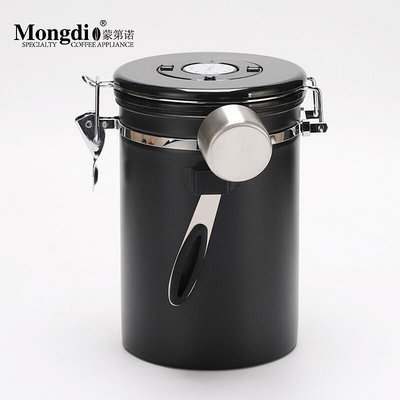 Mongdio 咖啡罐咖啡豆密封罐帶勺304不鏽鋼咖啡粉儲存罐
