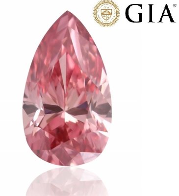 【台北周先生】天然Fancy intense橘粉色鑽石 0.29克拉 Even分布 VS2淨度 水滴切割 送GIA證書