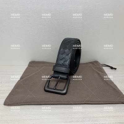 30年老店 預購 Bottega Veneta BV 灰色 牛皮編織 皮帶 3.5cm 105 271932