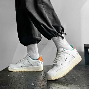 【正品】NIKE AIR FORCE 1 OFF WHITE AF1 白綠橘奶油底時尚休閒耐克滑板鞋DM0970-111男女鞋