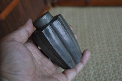 日本回流老錫罐瓜棱形六角茶葉罐