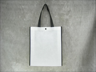 不織布環保袋(30*36*9)-BAG-010 白色(黑邊)