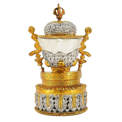 尼泊爾托巴碗 銅鎏金鎏銀供碗 家居擺件用品八吉祥嘎巴拉碗嗨購
