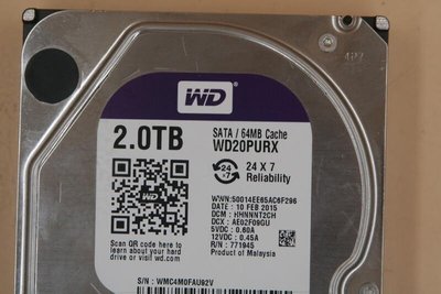 WD 紫標 2.0TB SATA3桌上型監控專用硬碟(WD20PURX)