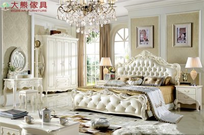 【大熊傢俱】CU A06B 法式 雙人床 床台 五尺床 皮床 公主床 床架 歐式 韓式 新古典 另售六尺床 床頭櫃
