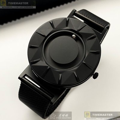 EONE手錶,編號EO00002,40mm黑圓形精鋼, 陶瓷錶殼,黑色運動, 可觸摸面板錶面,深黑色米蘭錶帶款