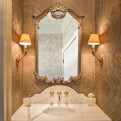 【熱賣精選】 歐式浴室鏡雕花古典鏡復古裝飾化妝定制壁掛法式衛生間掛墻式鏡子