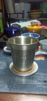 日本 新光堂銅附錫 大號茶杯 冷水杯 啤酒杯 手工錘目旋紋