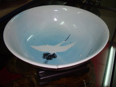 收藏一塊台灣早期的雙鶴碗，收藏至今，依舊美麗完整
