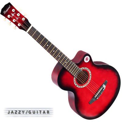 【奇歌】Lanjian系列 送琴袋+液晶調音器+全配！38吋 缺角民謠吉他，木吉他，吉他 (紅棕色)