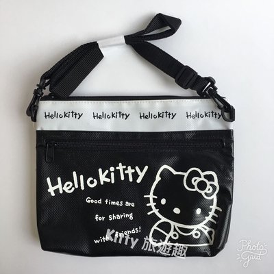 [Kitty 旅遊趣] Hello Kitty 隨身斜背包 凱蒂貓 45週年 黑色