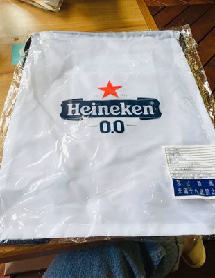 全新 Heineken00 海尼根 00無酒精 白色束囗後背袋 活動贈品