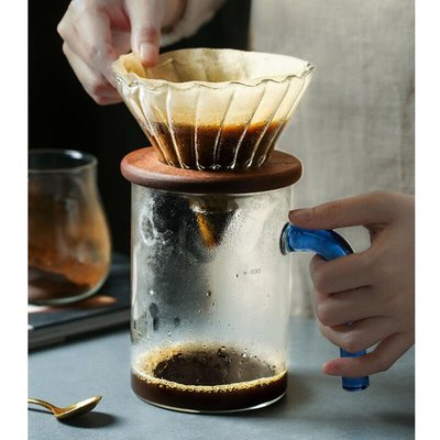 【三件組/現貨】濾杯 玻璃壺 量勺 濾杯分享壺組 玻璃手沖咖啡組 玻璃壺 木柄玻璃濾杯