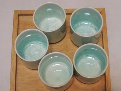 全新 青色結晶釉茶杯 瓷器