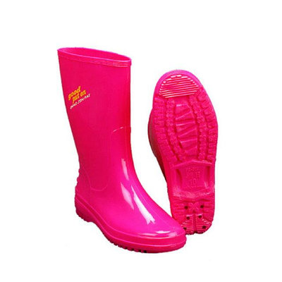 【雨鞋 雨鞋女】中筒雨鞋 朝日牌-桃紅色雨鞋(303型)台灣製 女雨鞋 工作雨鞋 女生雨鞋 防滑雨鞋【安安大賣場】