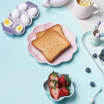 現貨 法國LE CREUSET酷彩盤子炻瓷圓餐盤碟子家用水果餐具涼菜盤甜點盤