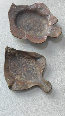 日本 老銅器收藏 老銅魚盤 做工精巧 造型獨特 品相完整 有