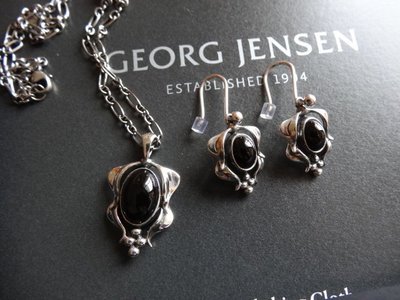全新 專櫃正品真品GEORG JENSEN 喬治傑生 2015年度項鍊 寶石項鍊 黑瑪瑙耳環