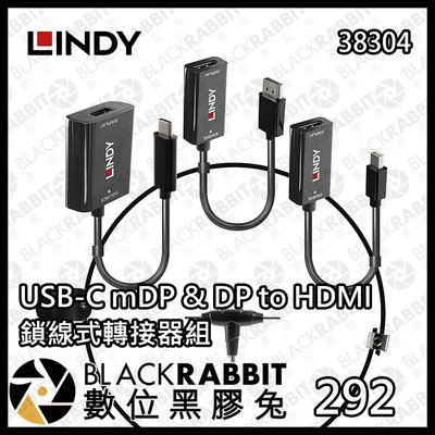 數位黑膠兔【 LINDY 林帝 38304 USB-C mDP &amp; DP to HDMI 鎖線式轉接器組 】 傳輸線