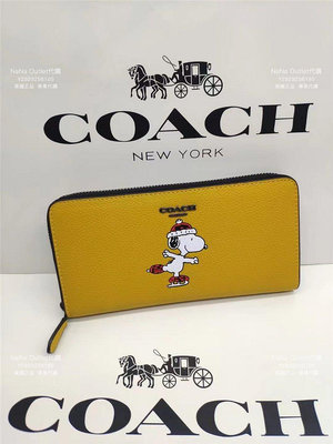 七七代購  Coach CE715  迪士尼史努比女士拉鏈長夾 皮夾