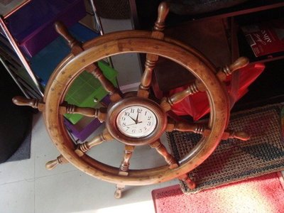 古董大型帆船舵時鐘 高 93公分