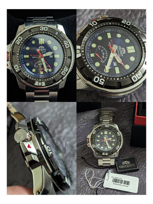 （全部原裝）美品Orient東方m-force寶藍色錶盤 （king size）潛水錶（動能儲存顯示）自動上鍊機械錶