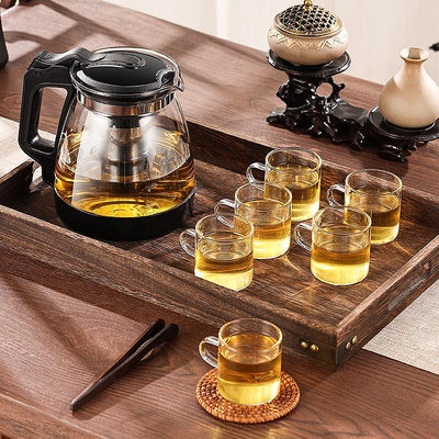 玻璃茶壺泡茶壺家用水壺單壺過濾花茶壺紅茶茶具套裝手工高硼硅
