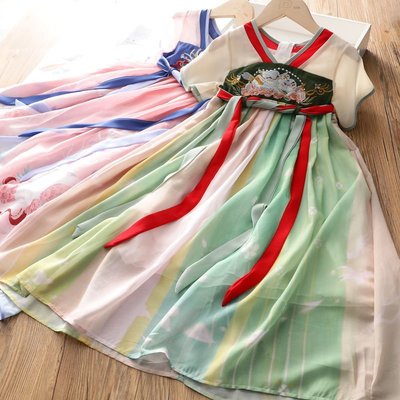 【熱賣精選】女童夏裝連衣裙2021新款兒童夏裙漢服女孩洋氣公主裙童裝裙子夏季