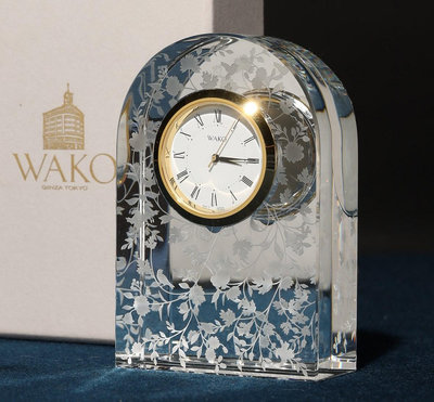 6/12結標 未使用 全新 銀座 WAKO 琉璃 座鐘 C060168 -手錶 機械錶 鐘錶 發條鐘 座鐘 機械鐘 石英鐘 懷錶