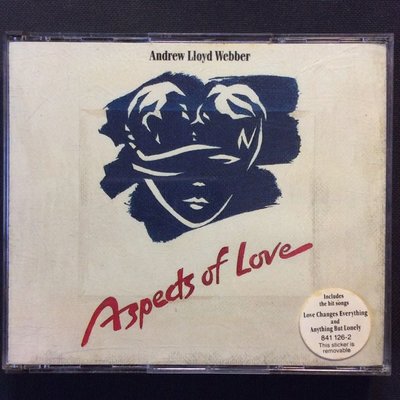 Webber韋伯音樂劇/Aspects Of Love愛的觀點（愛情面面觀）舊版1989年德國全銀圈01首版 厚殼2CD