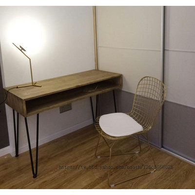 北歐簡約書桌復古工作桌鐵藝實木雙層臺式桌簡約小戶型現代書桌簡約電腦桌