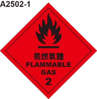 GHS危險物標示貼紙 A2502-1 危害運輸圖示 危害標示貼紙 易燃氣體 [飛盟廣告 設計印刷]