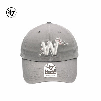 47brand棒球帽 MLB 軟頂灰色小標彎檐休閑帽子
