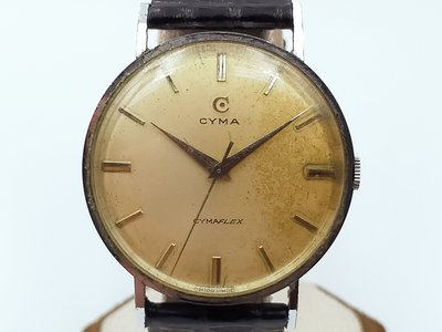 【CYMA】CYMA 司馬 瑞士錶 經典米面皮帶 經典男錶 機芯R.459