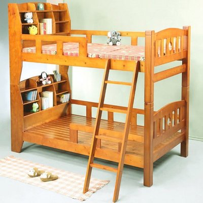 書櫃 收納櫃《百嘉美》歐尼爾3.5呎書架型實木雙層床 BE2205 單人加大 兒童床