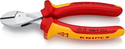 【美德工具】KNIPEX 73 06 160 緊湊型X-CUT斜口鉗(鍍鉻絕緣防銹版)，耐電壓1000伏特