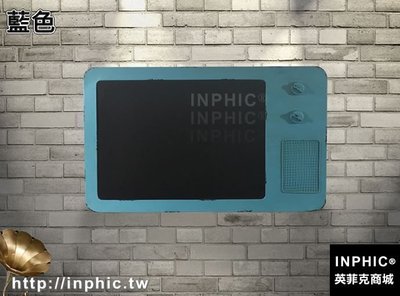 INPHIC-居家復古仿古電視機小黑板掛飾酒吧咖啡廳復古吧台掛牌留言板-藍色_S2787C