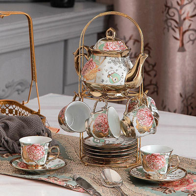 廠家出貨法式下午茶具20件套歐式茶具陶瓷咖啡杯花茶英式下午茶具套裝復古