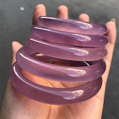 現貨高冰巴西帝王紫玉髓復古圓條手鐲紫羅蘭瑪瑙玉石手環飾品